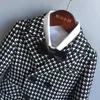 Formele Houndstooth-pakset voor kinderen Jongens Bruiloft Verjaardagsfeestje Prestatiekostuum Kinderen Double Breasted Blazer Broekkleding 240116