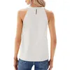 Kvinnors blusar Kvinnor Top Halter Neck glänsande paljett från axel ärmlös fast färg Löst mjuk andningsbar pullover lady club party tank b