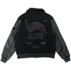 Мужская бейсбольная форма, весна-осень Y2K, кожаная куртка в стиле ретро, черные короткие пальто с вышивкой для тяжелой промышленности Ins 240116