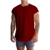 New T-shirt men loose solid color casual men plus size sports round neck T-shirt vest male