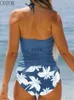 Dames Badpak Kokosnoot Trekkoord Zijkant Halter Tankini Set Zomer Strandkleding Schattig Badmode Mode Badpak 240116