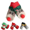 Dog Apparel 4pcs/Set Christmas Socks Winter Warm Puppy Shoes Non-slip Knitted Boots For Small Dogs Pet Products Cats Chihuahua