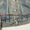 Vestes pour hommes Washed Damage Denim Veste de travail Jeans Hommes Femmes 1 1 Meilleure qualité Faire vieux bleu tissu lourd Coatephemeralew