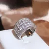 Cluster-Ringe aus massivem S925-Sterlingsilber, 2 S-Diamantring für Frauen, Eheringe, Anillos de 925-Schmuck, Herkunftsedelstein