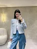 Kvinnors ull hög kvalitet 2024 Autumn Blend Tweed Short Cardigan Jacket Outwear Sticked Coat Topps Korean Fashion