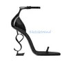 Sandały designerskie kobiety sandałowe sztylet sztylet metalowe litery skórzane sukienki sandałowe buty czarne jasne bandaż na obcasie but 35-40 EUR