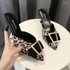 Pantoufles Léopard Mules Chaussures Femmes Talons Hauts Sexy Slingback Tongs 2024 Sandales d'été Designer Diapositives Mujer Zapatos