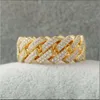 Kibo Klejnoty 2Rows Sterling Sier Cuban VVS Moissanite Hip Hop Diamond Iced Out Custom Pierścień