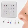 20st/Pack 925 Sterling Silver Nose Piercing 2 mm Multicolor Nose Studs Straight Pin Nostril Smycken 240117