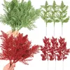 Decorative Flowers 5/1Pcs Artificial Pine Leaves Branches Christmas Gold Silver Fake Plants Glitter Garland Xmas Tree Ornament Home Room