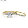 Conjuntos de anéis de ouro personalizados 10K 14K 18K joias de ouro que não desbotam alianças de casamento para mulheres