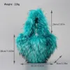 Mode Love Heart Faux Fur Crossbody Bag For Women Luxury Soft Plush Shoulder Bags Y2K Lady Handväskor Fluffy stor tygväska 240117