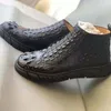 Sapatos de vestido Wanexing Crocodilo Couro Crânio Botas Masculinas Moda Tendência Alta Ajuda Homens Lazer Back Bone Homens