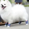 Sapatos para cães de estimação, sapatos para cães pequenos e grandes, tênis azuis, filhotes, gato, botas de lona clássicas, peluche, pomerânia, antiderrapante, confortável 240117