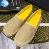 Jurkontwerper Fisherman Straw Beach Luxe instapper plat pedaal Lui canvas leren loafer Dames casual katoenen tweed grosgrain gras geweven henneptouw schoenen