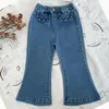Pantaloni Primavera Neonate Jeans attillati Pantaloni svasati alla moda stile coreano Bambini Elastici in denim Pantaloni svasati per bambini