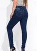 Kvinnors jeans S-4xlleisure Hög midja Tät elastisk 2024 Spring Fashion Clothing