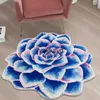 Carpets Cartoon Round Blue Rose Carpet Floor Mat Bedroom Peony Flannel Flower Rug Anti-Slip Baby Play Mat Kids Room Decoration Matsvaiduryd