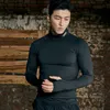 Mäns T-shirts Men's Long Sleeve T-shirt Turtleneck Stretch Tight Clothing Jogger Gym Running Training Backing Shirt Casual Long Sleeved Manl2312.21