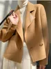 Vestes pour femmes pour femmes 2024 automne hiver mode épissure costume col manteau en laine décontracté polyvalent veste ample Streetwear