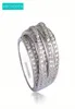 Bagues de luxe en zircone cubique, accessoires multicouches couleur argent pour femmes et hommes, Anel Aros Schmuck Anillo Bague4921428