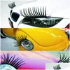 Car Stickers 2Pcs/Lot 3D Charming Black False Eyelashes Fake Eye Lash Sticker Car Headlight Decoration Funny Decal For Beetle Drop Del Dhqdh