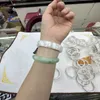 Blue Rainbow Moonstone Bracelet Natural Stone Jewelry Bangle for Woman Gift Wholesale about711mm 240116