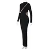 Casual Dresses Party Slim Fit Dress Women Elegant Sheath Maxi With See-through Mesh Patchwork Split Long Sleeve For