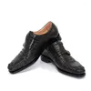 Chaussures habillées Hubu haut de gamme personnalisé importation crâne de crocodile hommes hommes d'affaires tête ronde