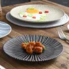 Plates Creative Stripe Ceramic Plate Pizza dessert Steak Western Restaurant El Table Seary Decoration Pastar Dish Tray