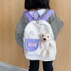 Ryggsäckar tecknad björn canvas skolväskor för gilr söta barn dagis skolväskor barn ryggsäckar flickor pojke bokväskor baksida