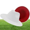 FS Beyaz Kırmızı Patchwork Yün Keçe Caz Fedora Şapkası Kadın Unisex Geniş Boz Panama Partisi Trilby Cowboy Cap Erkekler Beyefendi Düğün Hat519669434