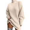 Casual Dresses Women Sweater Dress Stylish Warm Women's Loose Fit High Collar Long-sleeved For Autumn Winter