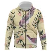 Flower Bird and Plant Illustration Zipper Hoodie Men's Sweatshirt 3D Printing Fashion Street Pullover Hip Hop Tops 240116