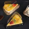 Geschenkpapier 4 Farben Transparente Kunststoff-Kuchenschachtel Käse Dreieck Kuchen Boxen Blister Restaurant Dessert Verpackung