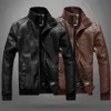 Men faux läderjacka Motorcykel Men Slim Fit Stand Collar Pu Jacka Jaqueta de Couro Masculina Outwear Man Pu Leather Coat 240116