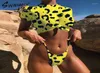 Nó colheita superior biquíni 2019 leopardo banho feminino banhistas amarelo brasileiro maiô feminino tshirt tanga biquíni sexy natação new18005890