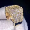 Anpassat mästerskap isade ut rockringar stil Sier Gra VVS Baguette Moissanite Diamond Hiphop Ring