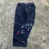 Men's Jeans JNCO Baggy Jeans Y2k 2023 New Low Rise Jeans Men Women Hip Hop Punk Embroidery Slouchy Jeans Gothic Print Retro Streetwear T240117