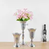 Vasos de luxo prata ouro flor vaso casa desktop artesanato arranjo flor decoração festa casamento natal flor rack yq240117