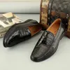 Kleid Schuhe Business Casual Stil Authentische Krokodil Haut Ganz Schwarz Herren Mokassins Echtes Alligator Leder Männliche Slip-on Loafer