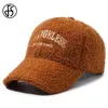 Ball Caps FS marron chaud femmes casquette d'hiver lettre broderie coréenne laine d'agneau casquettes de Baseball pour hommes Sports de plein air Ski chapeau Gorras Para Mujer J240117