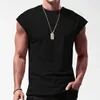 Hommes sans manches solide gilet hauts sport décontracté Fitness Gym Muscle Tee débardeur couleur unie col rond pull débardeurs 240117