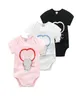 Bebê recém-nascido macacão meninas e menino manga curta roupas de algodão designer marca carta impressão infantil bebê romper criança crianças paj3048763