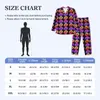 Men's Sleepwear Pajamas Man Lips Print Night Nightwear Colorful Lipstick 2 Piece Retro Set Long Sleeve Romantic Oversized Home Suit