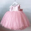 Enfant en bas âge filles 1er anniversaire vêtements dos nu arc mignon bébé robe de baptême enfants fête de mariage robe de princesse élégante pour les filles robe 240116