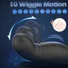 10 Wiggle Vibration Anal Plug Prostate Massager with Penis Ring Butt Vibrator Perineum Stimulator Male Sex Toys for Men 240117