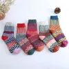 5 Styles chaussettes en laine femmes hiver thermique chaud femme équipage mode coloré épais chaussettes dames décontracté style National chaussette ZZ