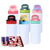 30pack USA Warehouse 12oz Stainless Steel straight White Sublimation Blanks Flip Top Kids Tumbler Water Bottle 240117