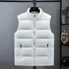 Autumn Winter Men Down Cotton Coats Vest Zipper Stand Collar Versatile Basic Solid Slim Warm Fashion Casual ärmlösa jackor 240116